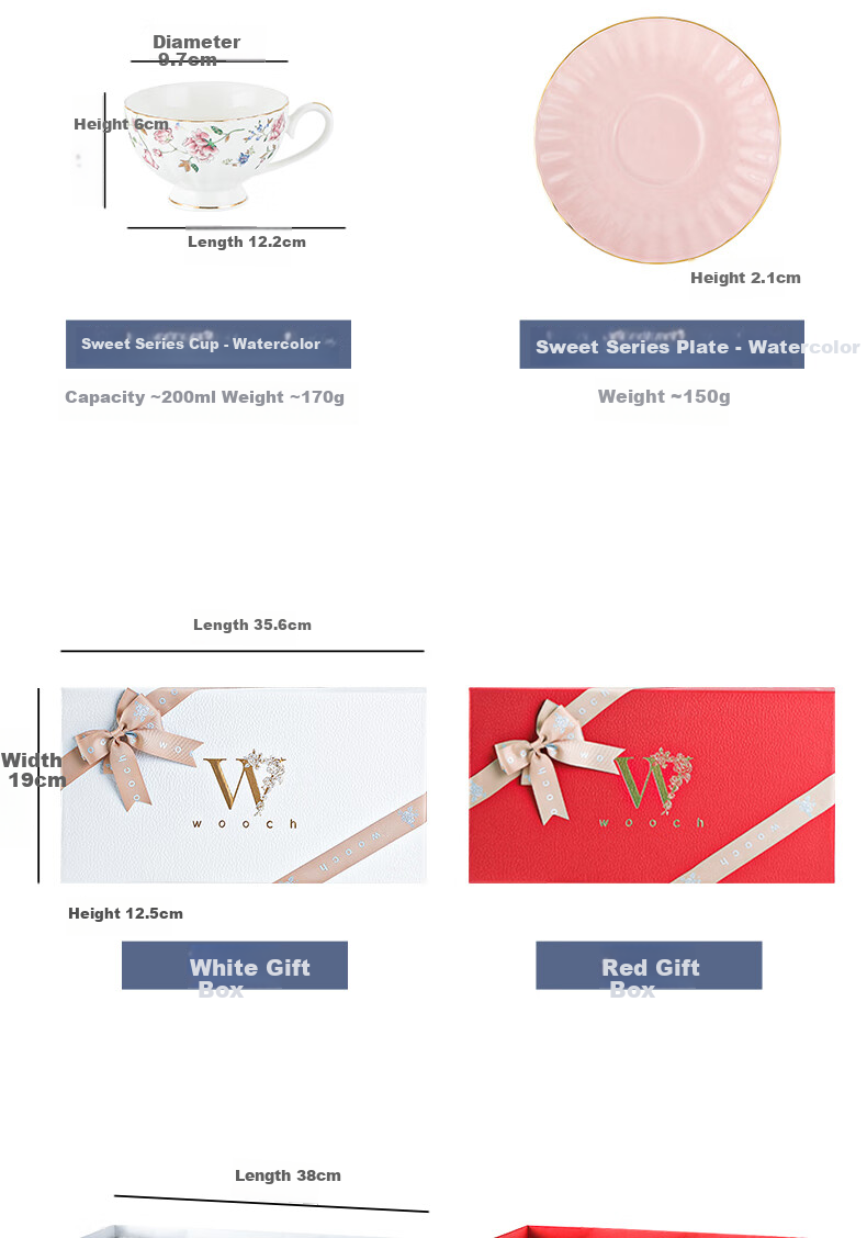 WOOCH Sweet Series Cup And Saucer Gift Box Set, Luxurious Exquisite Coffee Cups, Engagement Gifts, Wedding Favors, Housewarming Presents 7