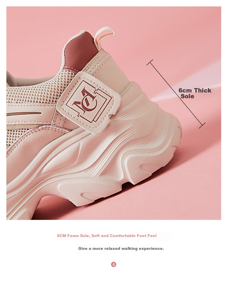 CARDANRO Chunky Dad Sneakers for Women, 2026 New Spring And Summer Style, Breathable Mesh, Height-Increasing, Casual White Sneakers, Versatile Sports Shoes 7