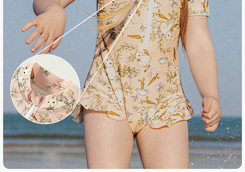 OUYUN Jelly Cool Kids Girls Summer Quick-Dry Sun-Protective One-Piece Swimsuit Cat Paradise 120 16