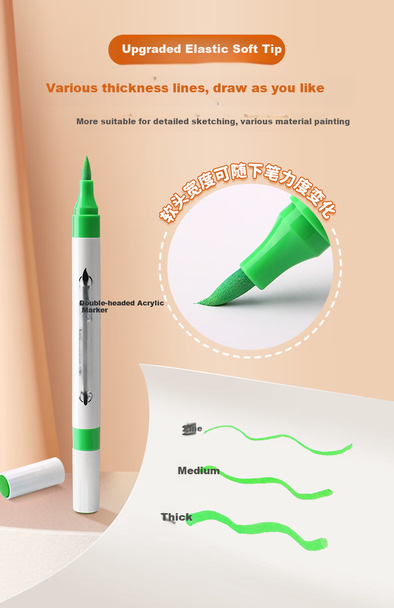 BAOKE [Bestseller] MP2921-1212 Color Water-Based Acrylic Marker Single-Tip Wear-Resistant Art Drawing Instant Photo Graffiti Pen Painting Pen Boxed Watercolor Pe 3