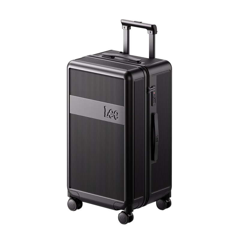 Lee High-Quality Large-Capacity Thickened Suitcase, Trolley Case, Travel Luggage, Password Lock Box, Obsidian Black, 28 Inches