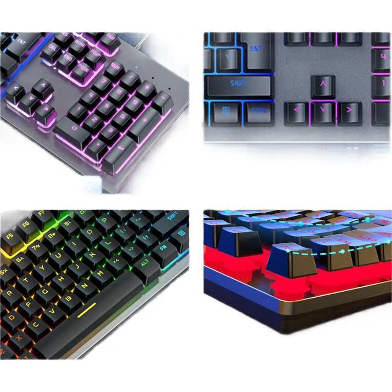 Игровая клавиатура и мышь EWEADN GX300, проводной комплект, мембранная, белый с синей подсветкой