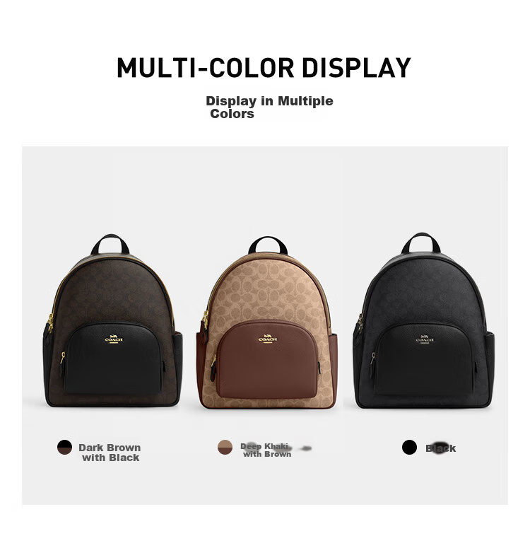 COACH [Brand Direct Supply] Women's COURT Medium Backpack in Khaki with Monogram, Brown CZ176 New Year Gift 1