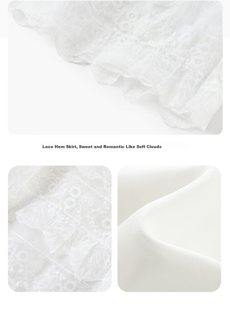Disney Children's Dress, Girls' Lace Cake Skirt, Summer Pleated Skirt, Girls' Midi Skirt, Tulle Skirt TD2EQ053, White 120 6