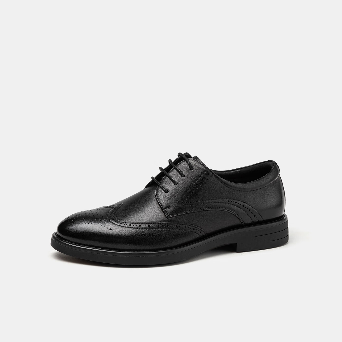 Aokang Autumn New British Brogue Business Formal Leather Shoes, Lace-Up Cowhide Comfortable Wedding Shoes for Men, Black, Size 40
