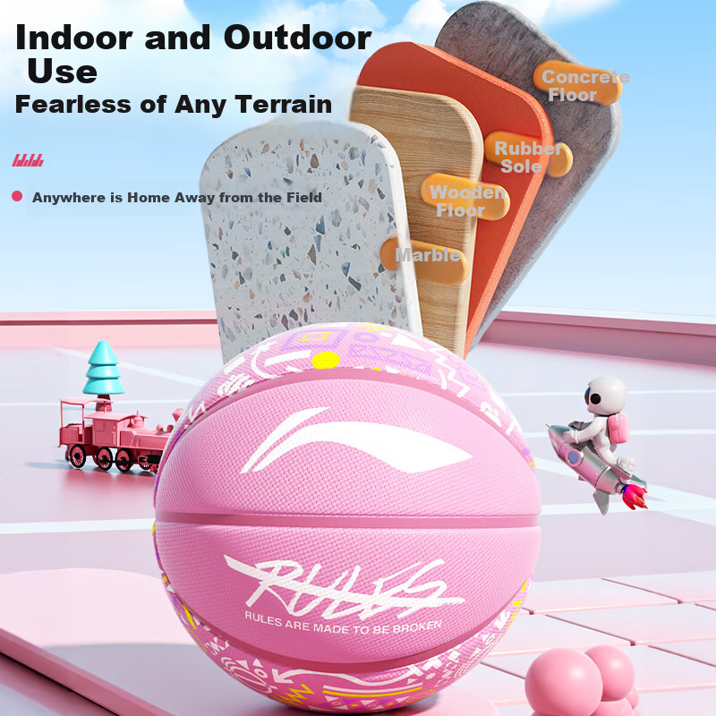 Li-Ning Basketball, Size 5 for Children, Kindergarten And Elementary School Students, Indoor And Outdoor Use, Suitable for Cement Courts, Wear-Resistant, Non-Slip, Competition Size 5 Basketball, Gift