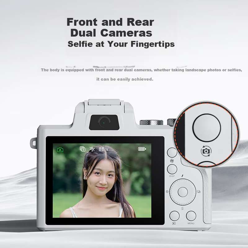 Цифровая камера CAIZU C7S, 88 Мп, 8K видео, 1/2" CMOS сенсор, Wi-Fi, сенсорный экран, белый