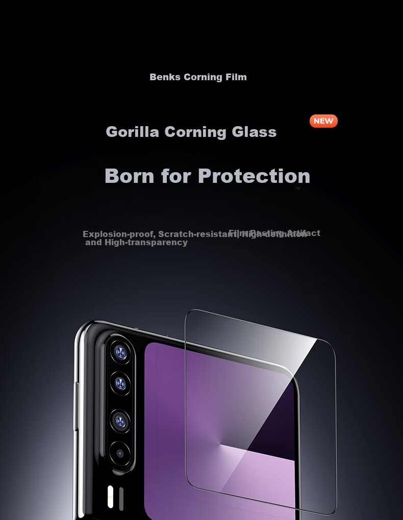 Benks Tempered Glass Screen Protector for Huawei Pura X, High-Definition Wear-Resistant Anti-Drop Full Screen Corning Protective Full Adhesive Film for Pura X Smartphone 1