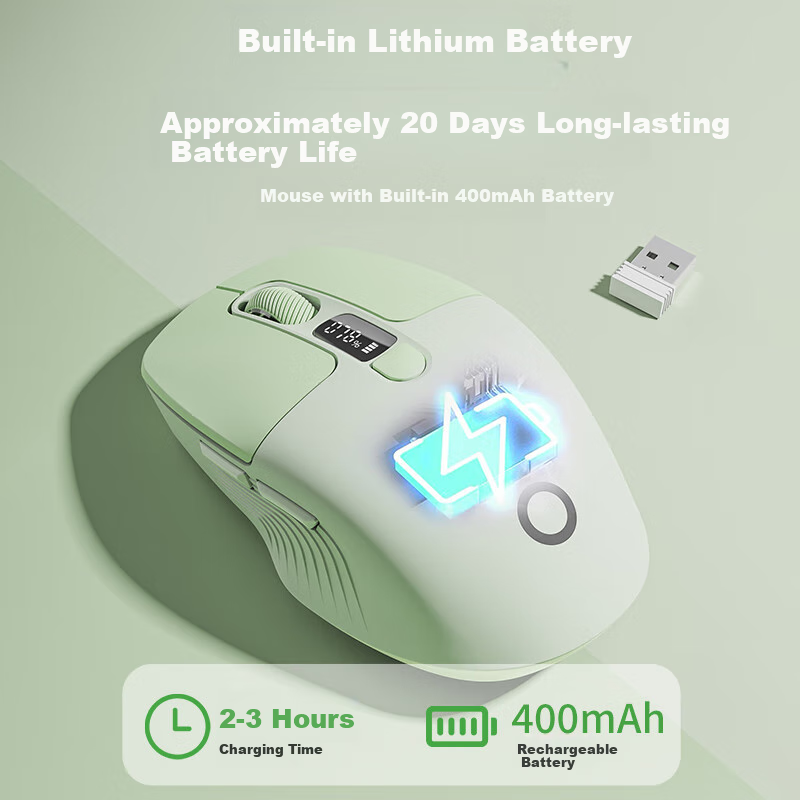 EWEADN Q1 Wireless Mouse Bluetooth Dual Mode Rechargeable Backlit Ergonomic Compact Portable Stylish for Computer Laptop iPad