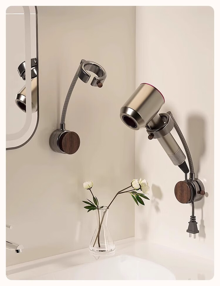 Fanxia Suction Cup Hair Dryer Holder, No Drilling Required, Bathroom Hair Dryer Rotating Wind Tube Hanger, Wall-Mounted Lazy Person's Handless Desig 3