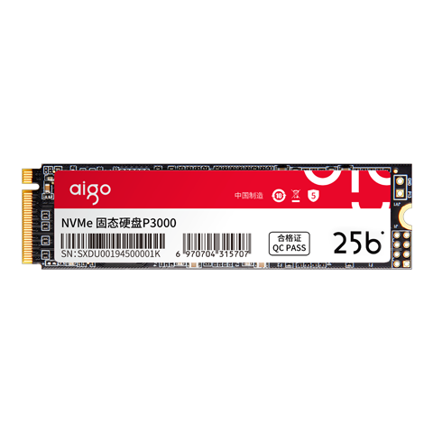 Aigo 256GB SSD, M.2 Interface, NVMe Protocol, PCIe 3.0 High-Performance Controller, Compatible with Desktop And Laptop Computers, P3000 Model, Read Speed 3000MB/s