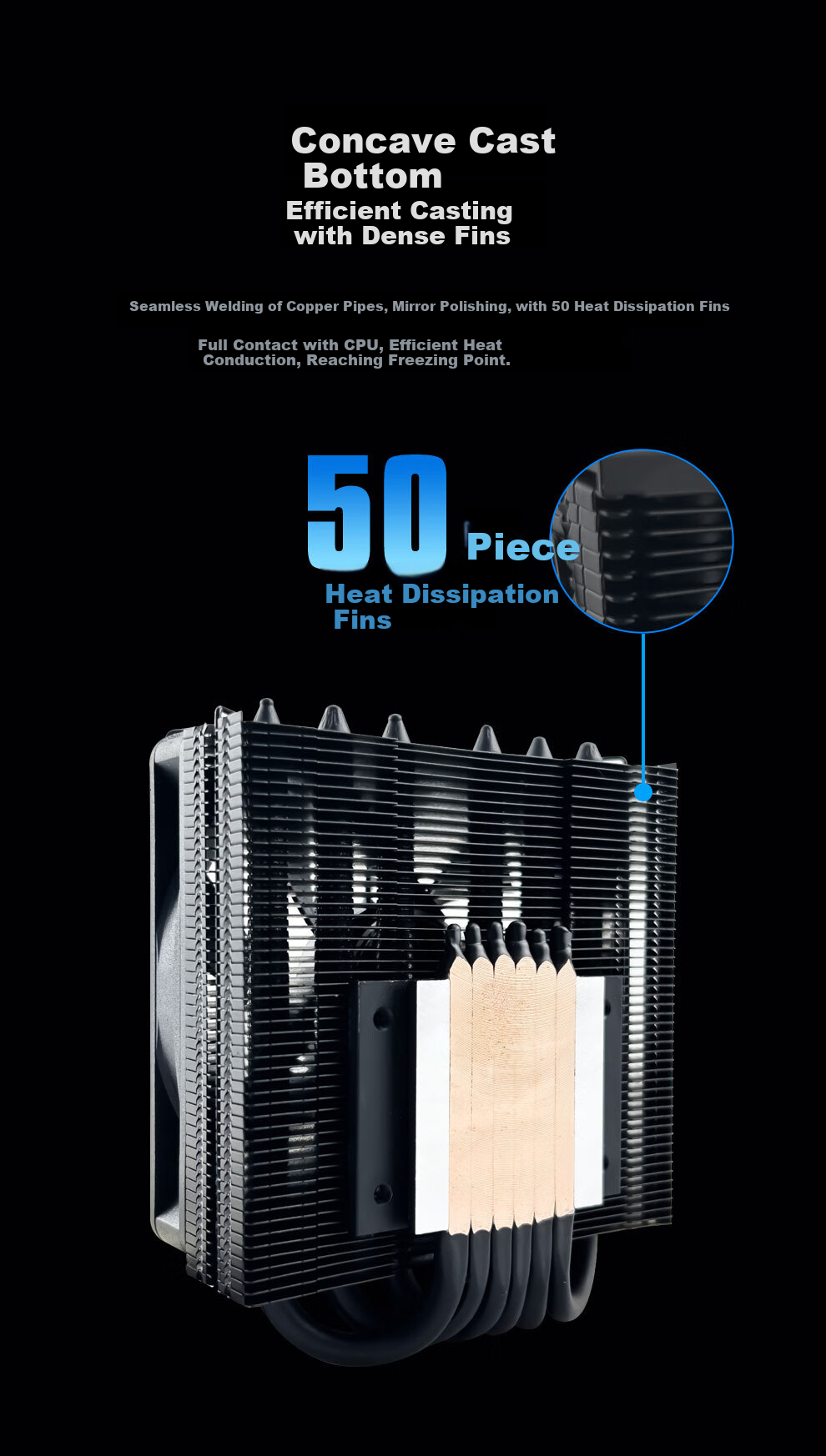 COXBYTE Bottom-Pressed CPU Cooler with 6 Heat Pipes/9.2cm Fan (Compatible with Intel/AMD), ITX Small A4 Case Air Cooling CFan-30V6 ARGB Synchronized Lighting 5