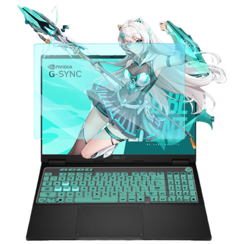 Jiasu ASUS TUF Gaming AORUS 6/6 Pro Semi-Transparent Green Keyboard Protector, Anti-Glare Tempered Glass Film for 16-Inch Laptop, Tempered Glass Protective Film Set, All-In Package for Convenience