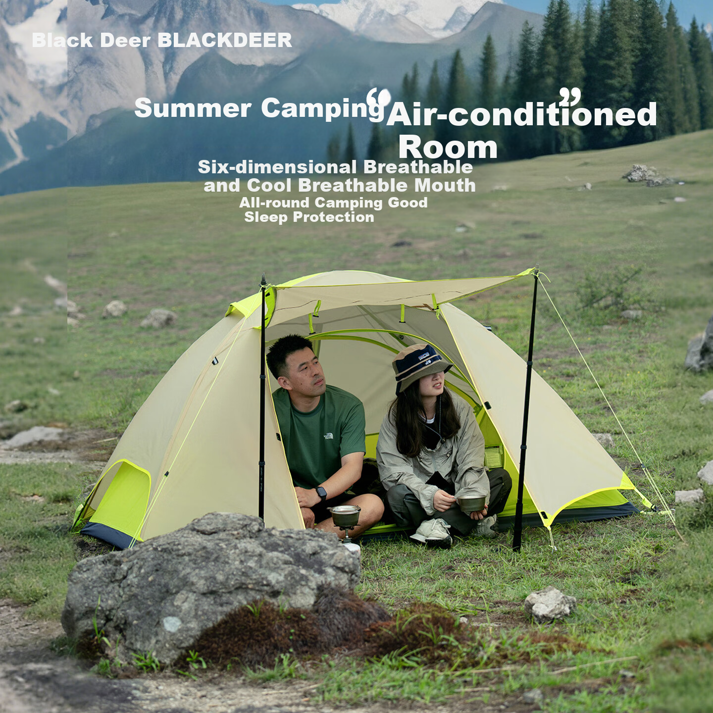 BLACKDEER Deer Call Two-Person Tent, Outdoor Camping Hiking Windproof Rainproof Sun Protection Canopy Tent, Lightweight Portable Equipment