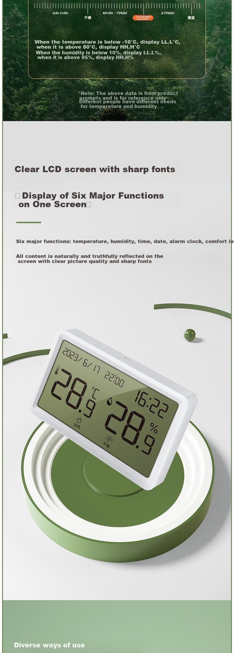 Deli Indoor Temperature And Humidity Meter LCD Electronic Thermometer And Hygrometer with Alarm Function, Baby Room Office Supplies Children's Gift Elderly Gift Blue LE506 3