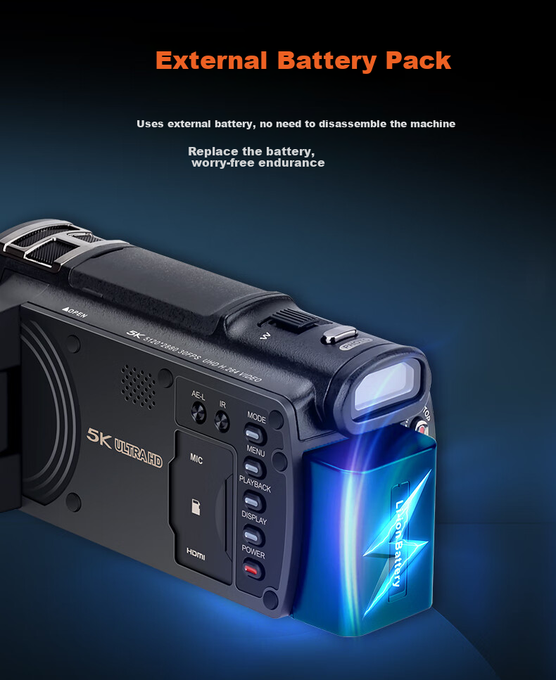 ORDRO XV80 Camera, 5K Ultra-High Professional Live Streaming And Recording Device, 12x Optical Zoom, Conference Vlog Short Video Home DV All-In Camera 12