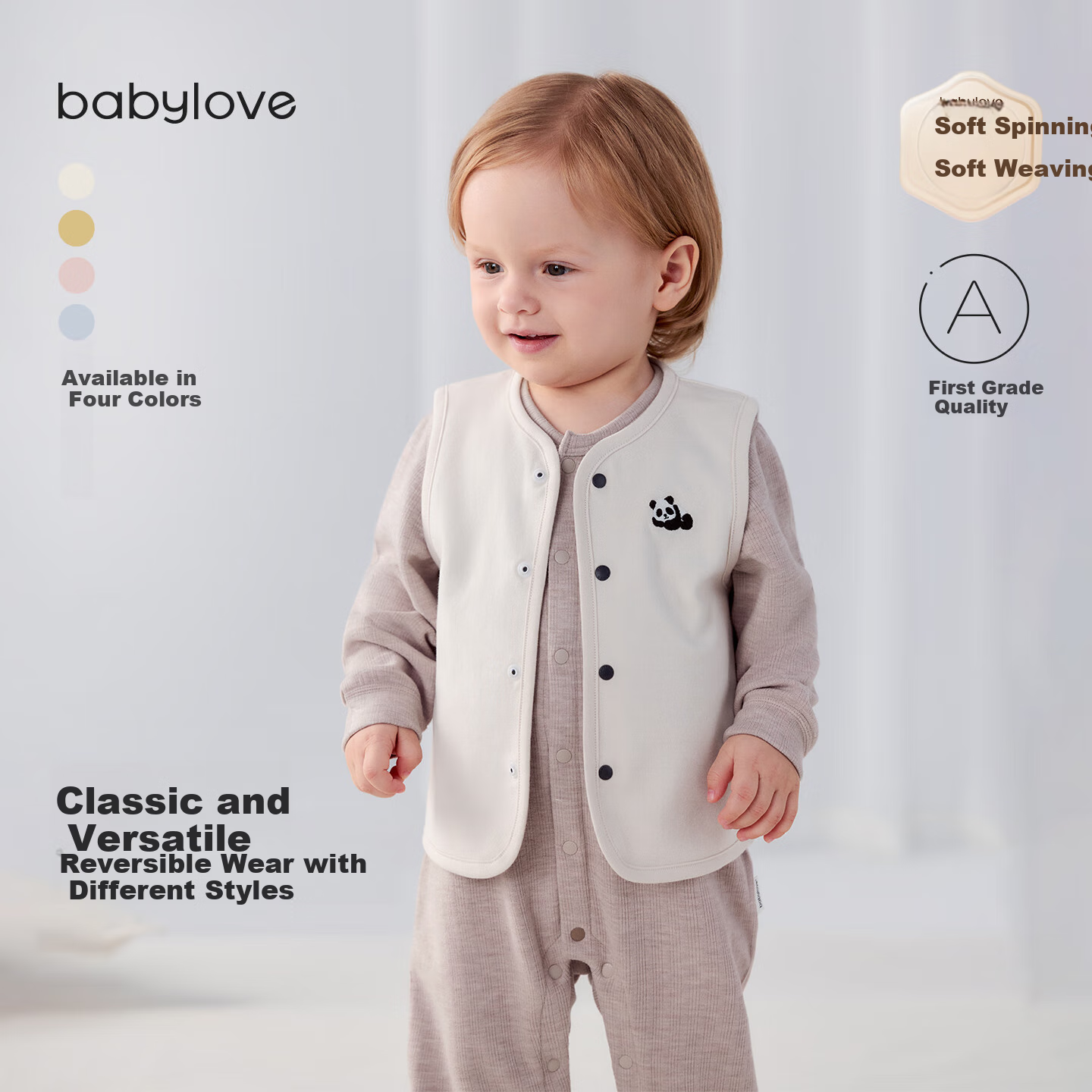 Babylove Infant Vest for Spring And Autumn, Unisex Baby Pure Cotton Warm Lightweight Vest, Reversible Striped Versatile Waistcoat for Outer Wear