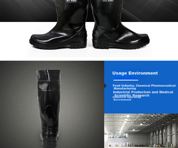 LONGLAST Thick Chemical Boots, High-Top Non-Slip Waterproof Shoes Rain Boots, Acid And Alkali Resistant, Black Rubber Shoes for Men And Women, Size 41 4