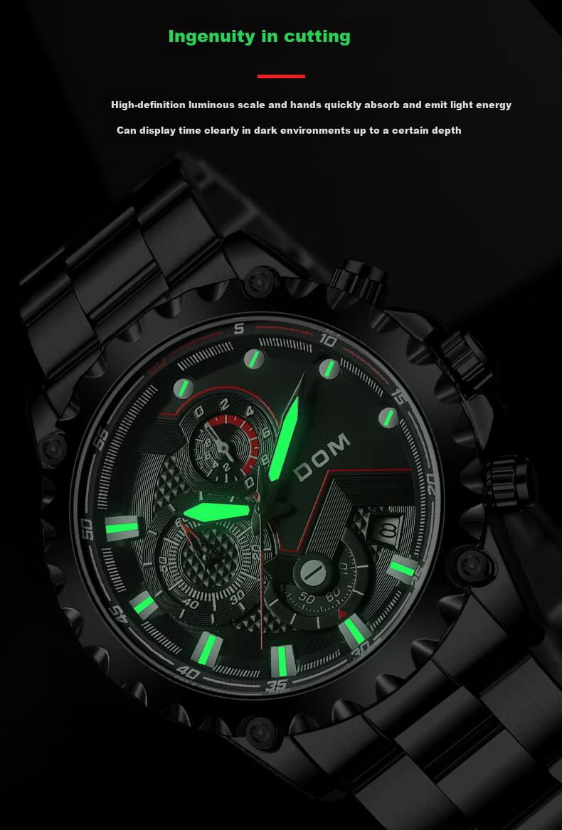 DOM Black Knight Watch, Men's Fully Automatic Mechanical Style, Luminous, Top Ten Brand Watches, New Year's Eve Gift for Boyfriend 9