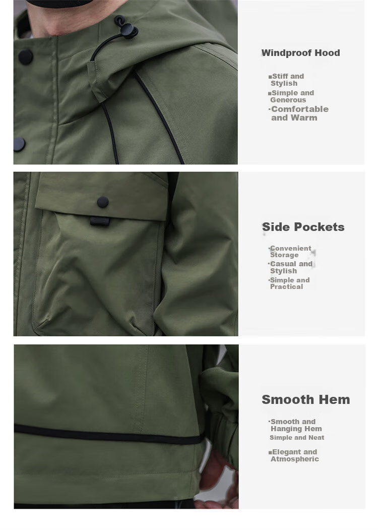 JEEP Men's Jacket, Spring And Autumn Casual Workwear Windbreaker, Trendy Loose Outerwear for Men, Army Green, XL 3