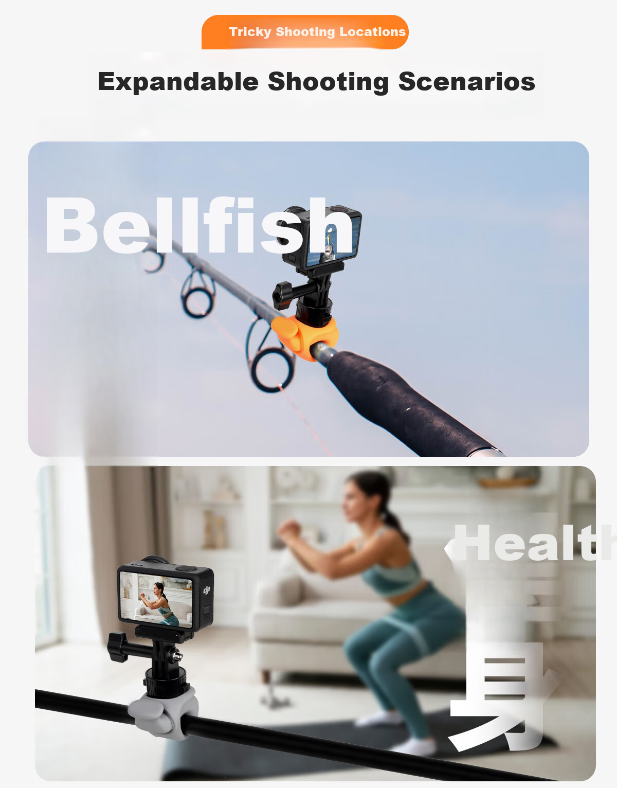 BIAZE Quick-Release Elastic Small Q, Compatible with DJI Action 6/5/4 Accessories, Cycling Shooting Mount, GoPro 13/12 Insta360 Acepro 2 Handlebar Mount JS9 5