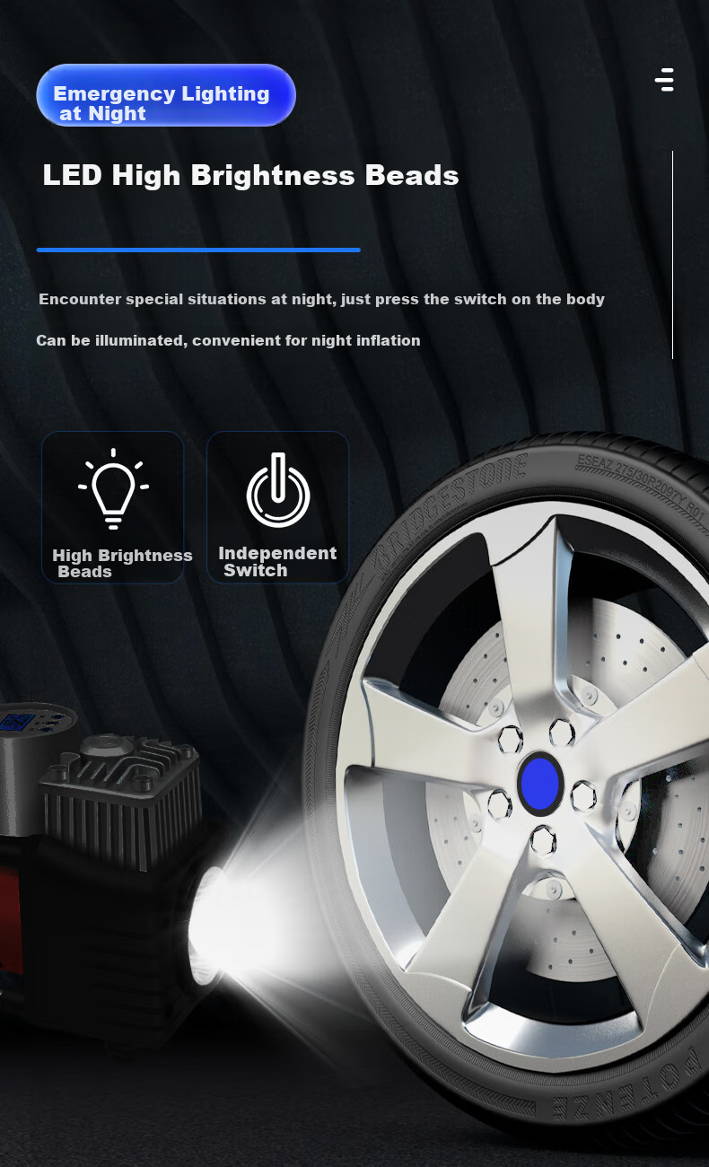 Jumu Car Air Pump with Dual Cylinders, High Pressure, High Power, Portable Electric Tire Inflator for Vehicles 11