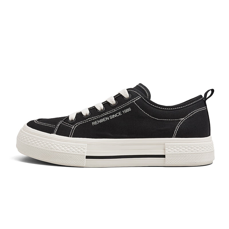 RENBEN Canvas Shoes for Women And Men, Breathable Spring And Autumn Sneakers for Couples, Black (Canvas), Size 37 (Women's)