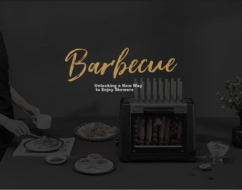 Fastee Automatic Rotating Barbecue Machine, Electric Grill, Barbecue Rack, Electric Grill for Home Use, Smokeless Barbecue Grill, Meat Roasting Machine, Lamb Skewer Machine, Stainless Steel Barbecue Skewers 16 Pieces 6