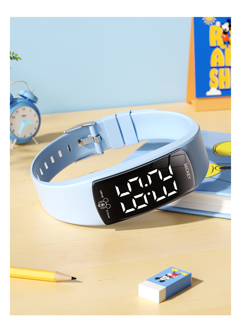 Disney Mickey Student Watch Waterproof Sports Teen Boys Dormitory Wake-up Alarm Vibration Digital Watch 14