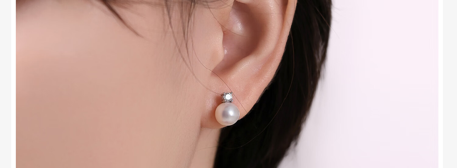 Daimi S925 Silver 10-11mm Round Freshwater Pearl Stud Earrings Princess Style Mother's Day Gift for Girlfriend Wife 9