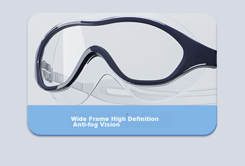 Li-Ning Swimming Goggles, High Definition Anti-Fog Comfortable Waterproof Large Frame Diving Mask for Men And Women, Adult Professional Swimming Equipment 391-3 12