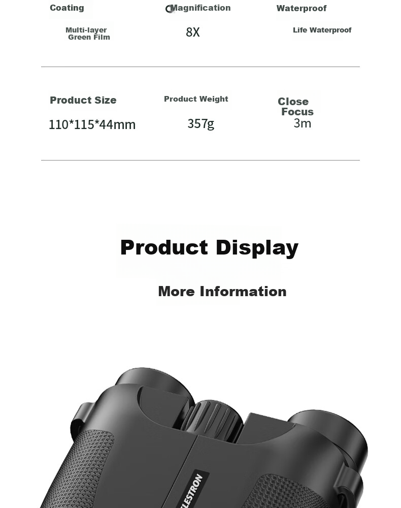 Celestron High-Definition 10X25 Paul Binoculars Orange for Concerts Theater Sports Outdoor Use with Phone Holder 13