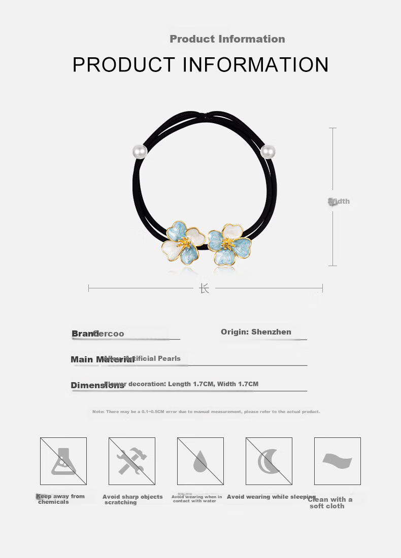 Cercoo Qingzhen Pearl Series Hair Ties, Headbands, Hair Elastics, Ponytail Holders, High-Elasticity Rubber Bands, Mid-Autumn Festival Gift 1