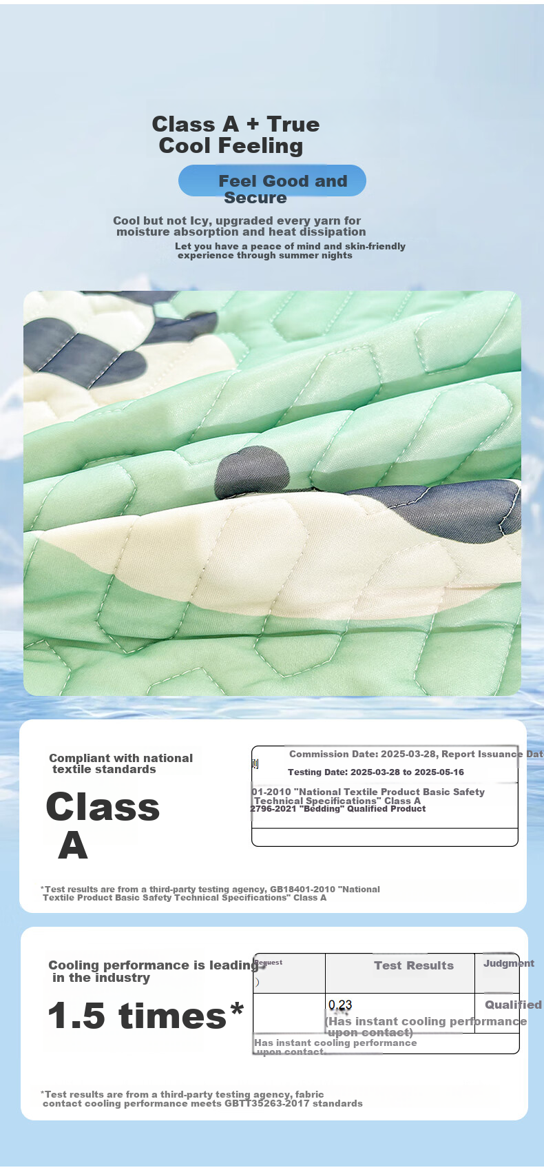 CROWN Ice Silk Cooling Mat 1.8x2m Summer A-Class Student Dormitory 3-Piece Set Soft Washable Mat 7