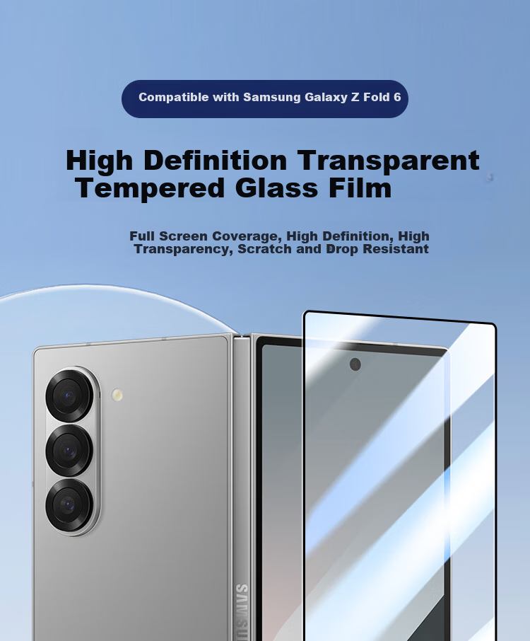 ESCASE Tempered Glass Screen Protector for Samsung W25 Foldable Phone, Full Coverage Ultra-Thin Anti-Drop Glass Film, Fingerprint-Resistant High Definition Protective Film [2-Pack] 1