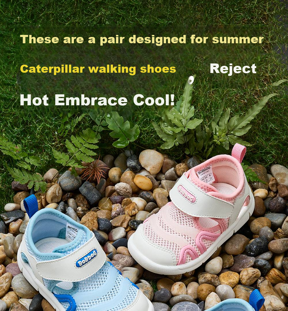 BOBDOG Children's Shoes, Baby Sandals, Toddler Shoes, Boys' Caterpillar Shoes, Breathable Mesh Kids' Footwear, Light Blue, Size 25 1