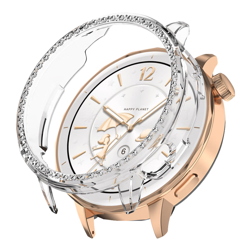 KMaxAI Diamond-Encrusted Protective Case for OPPO Watch X2mini, Women's Watch Face Protective Cover, Screen Anti-Scratch Hard Case, Anti-Fingerprint Shockproof Hydrogel Film, Transparent