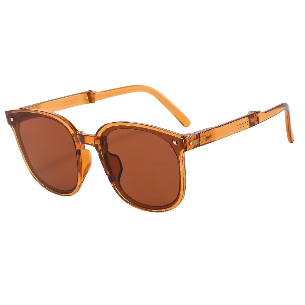 Baixiaoshe Folding Sunglasses for Women, Driving Glasses, Anti-Glare Glasses, Lightweight Sunglasses, Brown Frame with Brown Lenses (Non-Polarized)
