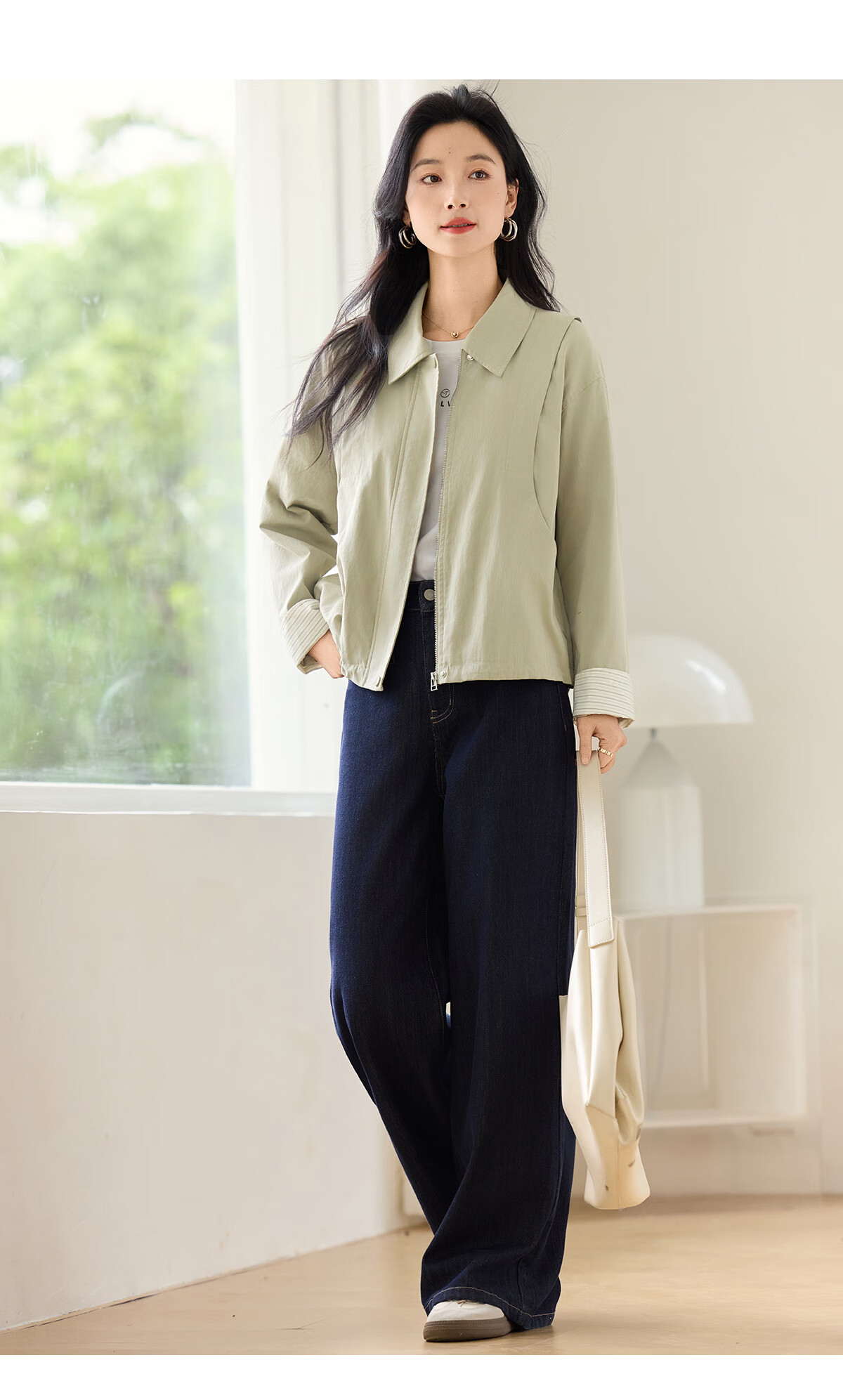 Chushen Spring Autumn Casual Jacket for Women Fashion Lapel Decorative Lines Simple Short Petite Coat Top S53D016 8