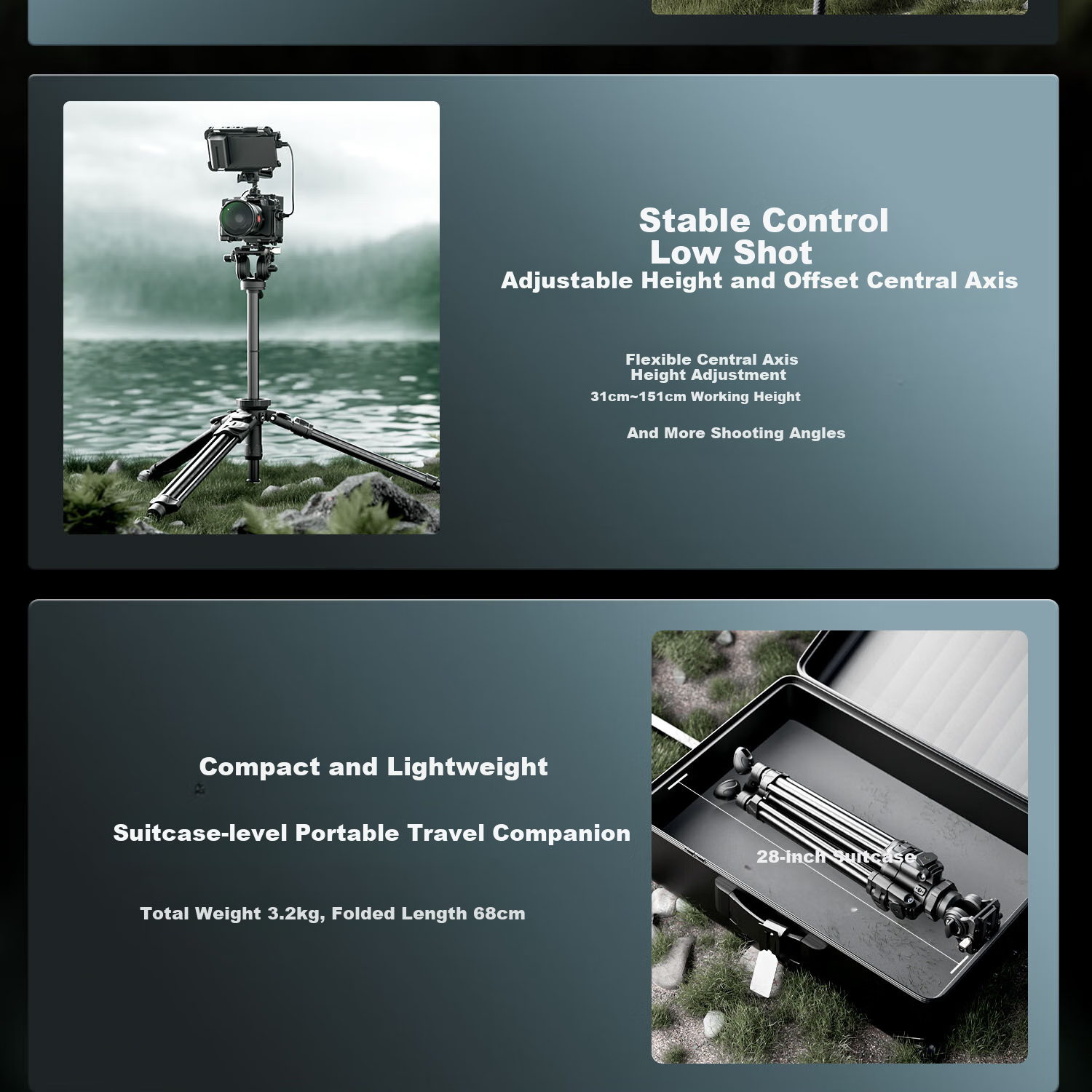 SmallRig 4420 AD-50 Carbon Fiber Tripod, Professional Lightweight Camera Birdie Stand, Hydraulic Damping Ball Head Support, Arm, Portable Photography Live Streaming Aluminum Alloy Tripod 5