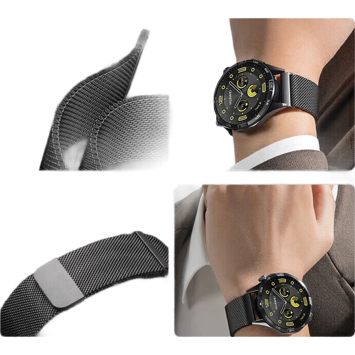 Ремешок CangHua Milanese для Huawei GT6/GT5/Watch 4/3/GT4/GT5 Pro/GT3/2 Pro, из нержавеющей стали, с двойным магнитным замком