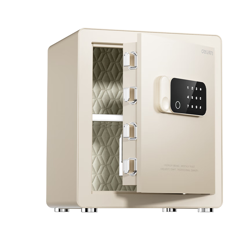 Deli Safe, Home Electronic Password Safe, Office Financial Confidential Box, Automatic Door Opening, Thickened Lock Bolt, 45cm Milk Coffee Color AE640