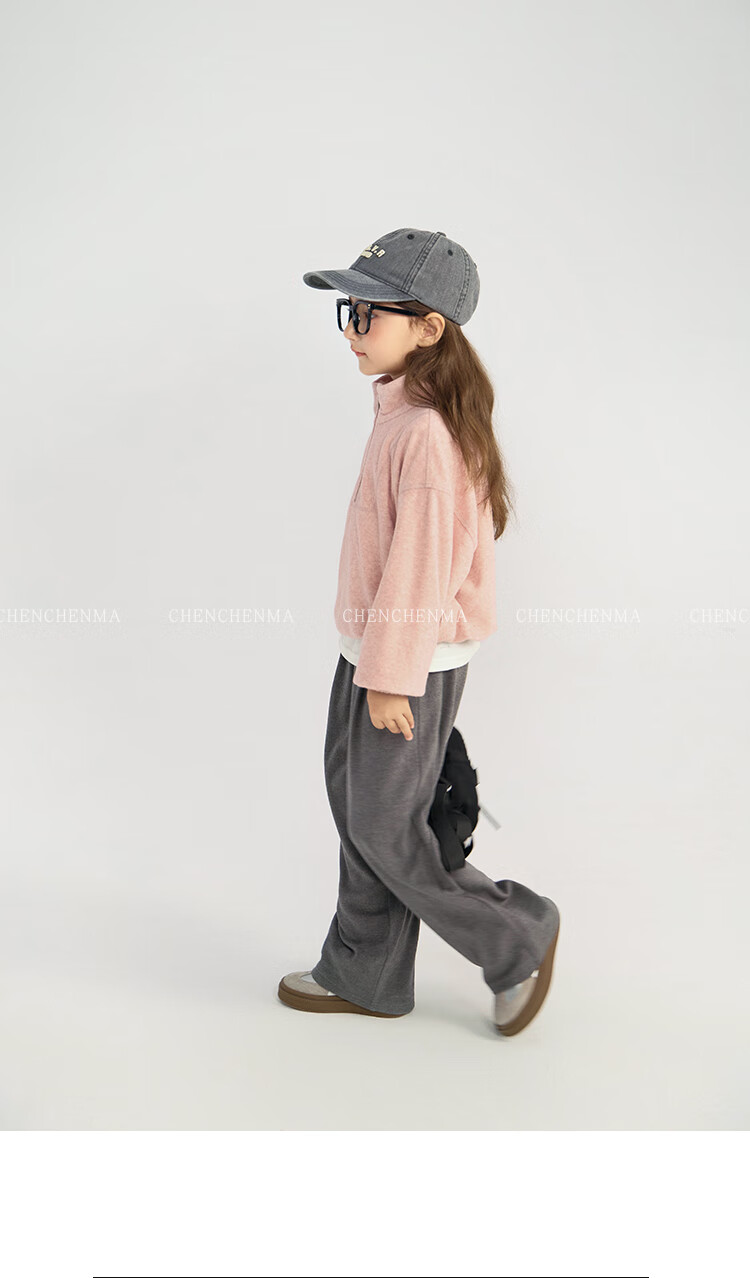 Chenchenma Girls' Semi-Turtleneck Zip-Up Sweatshirt, 2026 Autumn New Style, Loose-Fitting Hem with Drawstring, Trendy Parent-Child Top 17