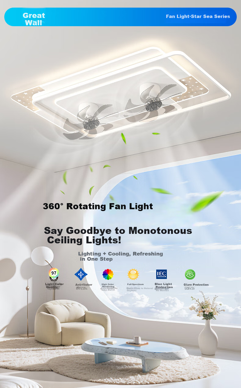 Zhangcheng LED Ceiling Fan Light, Integrated Bedroom And Dining Room Eye-Protecting Zhongshan Lighting Fixture with Installation Included 1