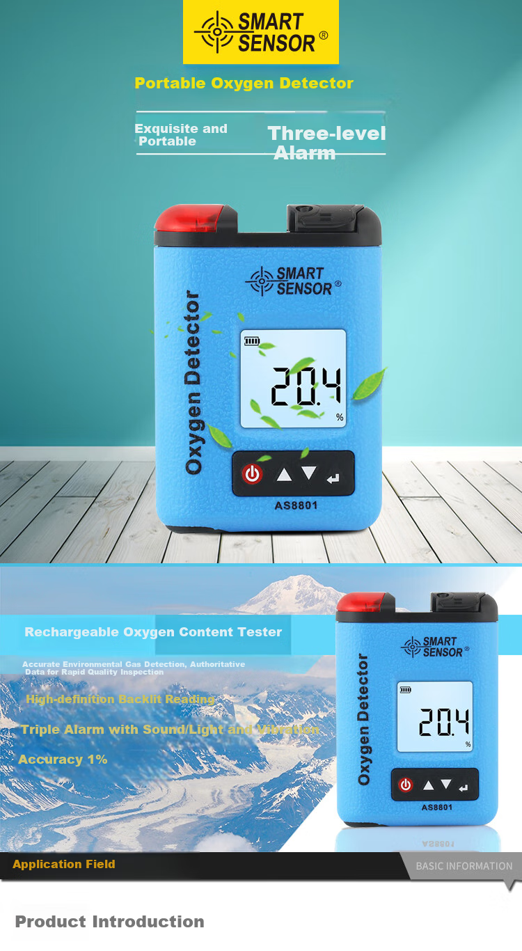 Xima Oxygen Detector, Oxygen O2 Concentration Meter, Handheld Air Oxygen Content Tester AS8801 2