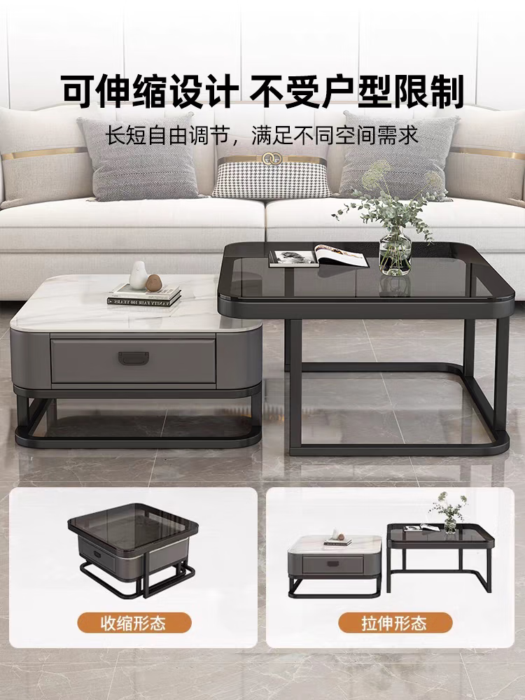 Gupujia Rock Slab Coffee Table, Living Room Modern Minimalist Light Luxury Small Apartment Reception Tea Table, Sofa Glass Side Table, Balcony Small Corner Table 2