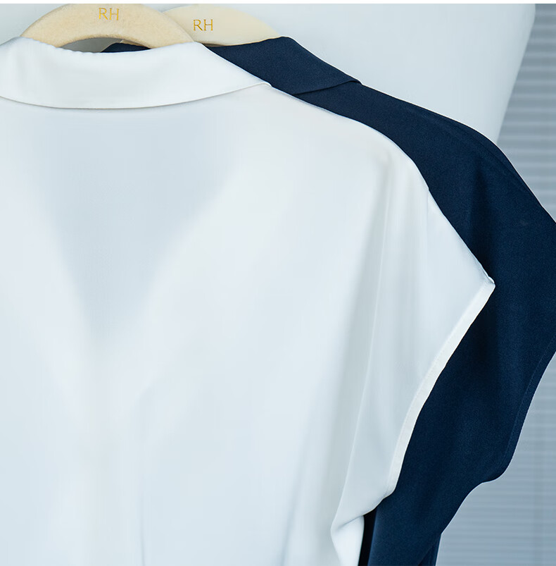 ROEYSHOUSE Women's Intellectual Commuter Short Sleeve Shirt Summer Casual Chic Twist Top 08759 Dark Blue M 15