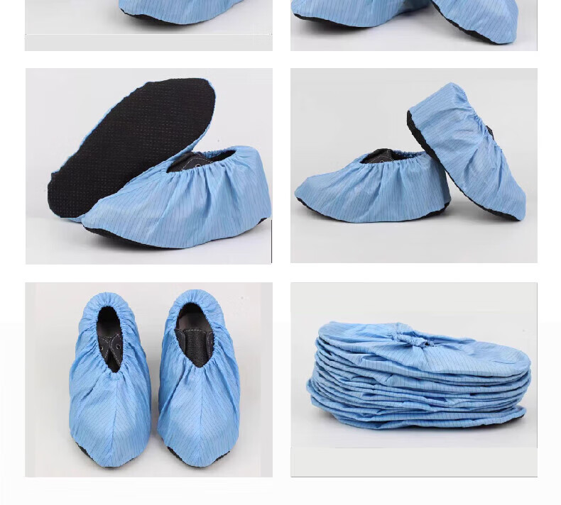 Mitz Anti-Static Shoe Covers Reusable Washable Dust-Free Workshop Light Blue Thickened Non-Slip One Size Fits 36-44 [5 Pairs/Pack] 2