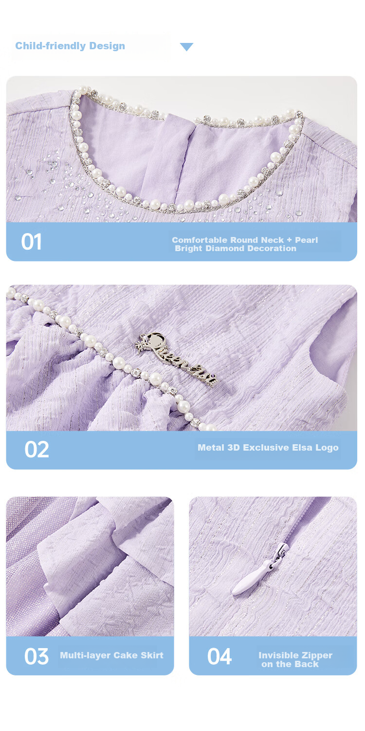 Disney Elsa Princess Dress, Girls' Summer Dress, New Fashionable Design for Summer 2026, Children's Clothing 3