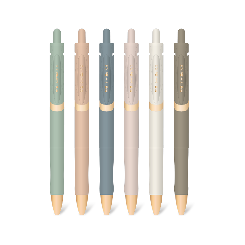 M&G K35 Quick-Dry Retractable 0.5mm Black Gel Pen i-Write Study Pen Morandi Color 12-Pack AGPK351B